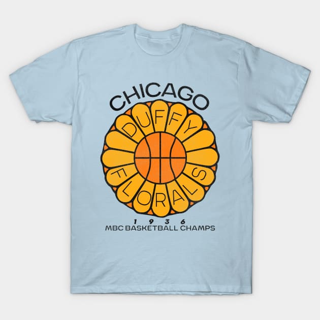 Defunct Chicago Duffy Florals Basketball Team T-Shirt by Defunctland